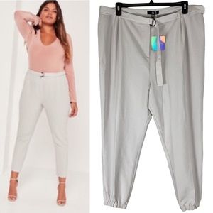 🌷 MissGuided D Ring Cigarette Trousers in Grey Size 20